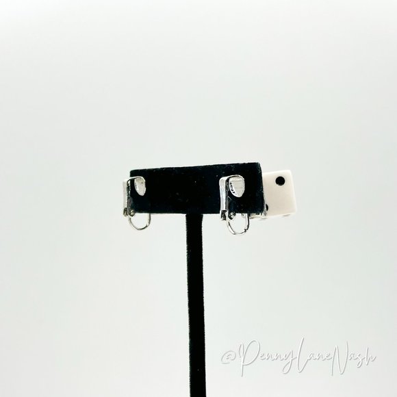 Vintage White Whole Dice Clip On Earrings - Picture 6 of 9